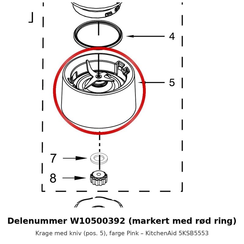 KitchenAid W10500392 – Knivfeste/krage 5KSB5553 Pink
